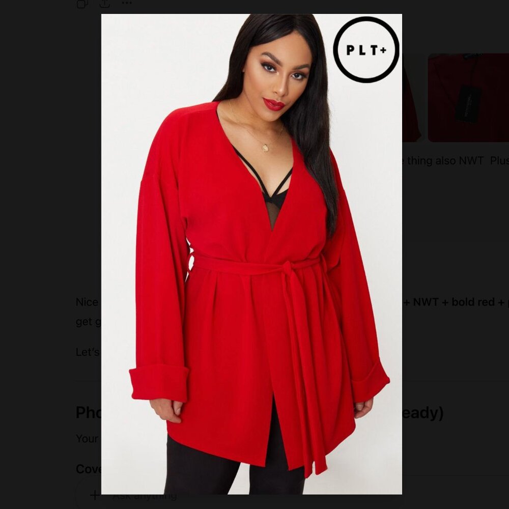 PrettyLittleThing Red Belted Blazer US 20 NWT